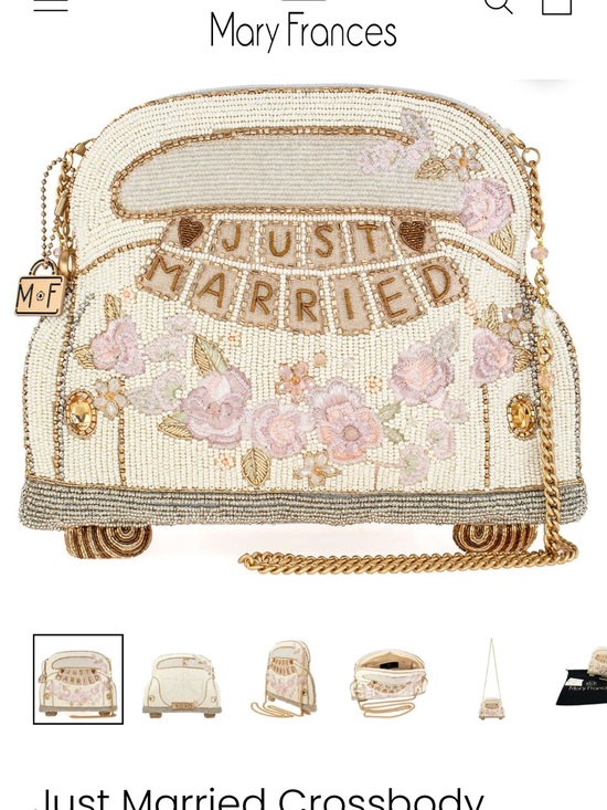 Mary Frances Handbags - New! Never worn, Mary Frances Cream and Pink 'Just Married' Beaded Crossbody Bag
